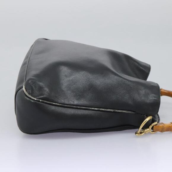 GUCCI Bamboo Shoulder Bag Leather Black Gold 001 3754 001 3754 - Picture 5 of 16